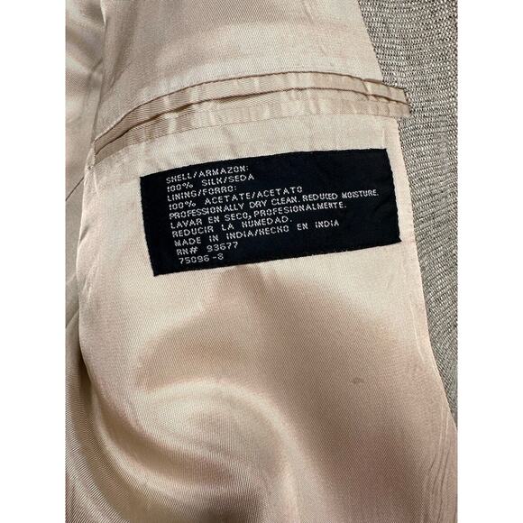 VTG Stafford 44R 100% Silk Tweed Beige Cream Weave Blazer Jacket Coat - Picture 3 of 9